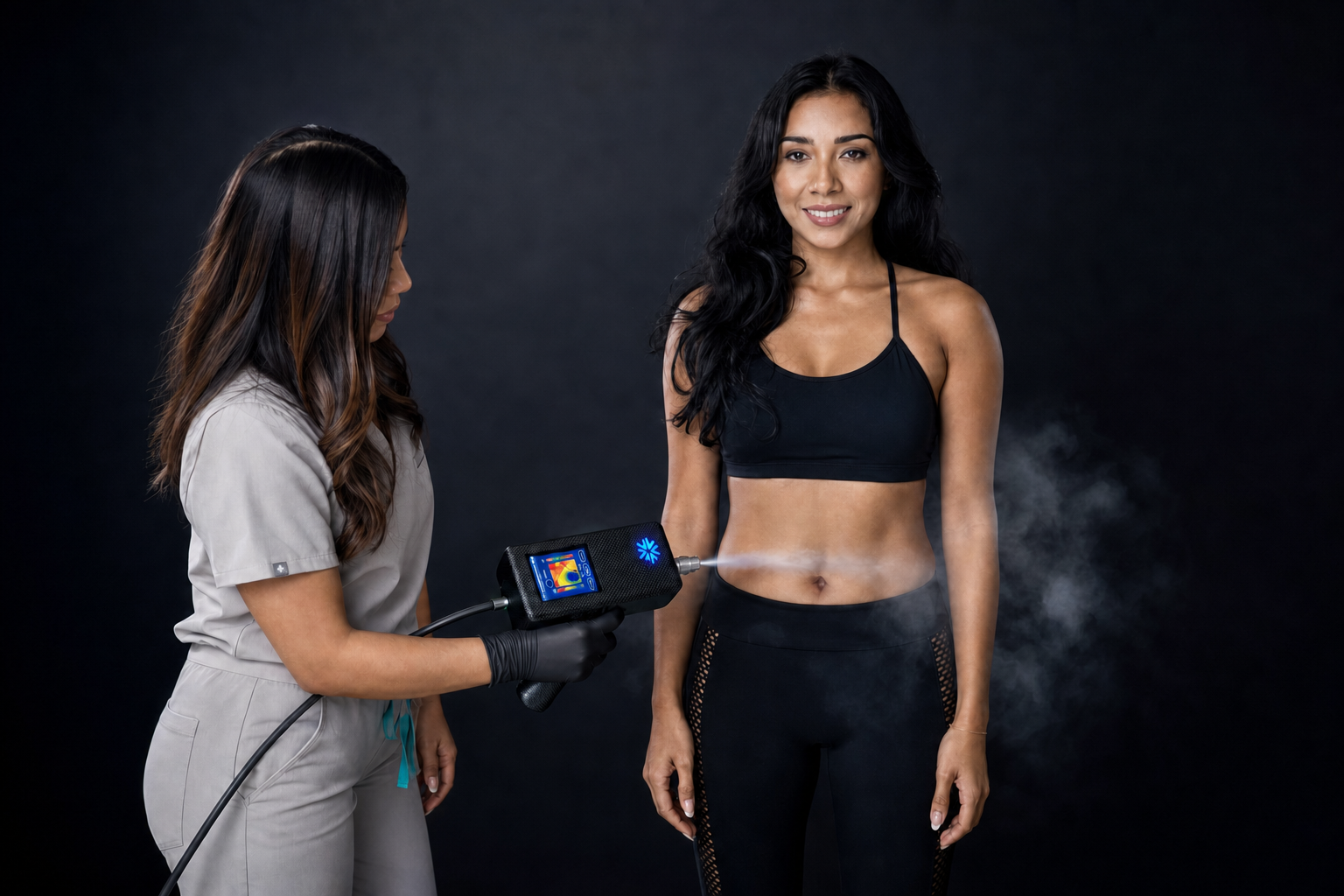 Client at home after a body sculpting cryotherapy session